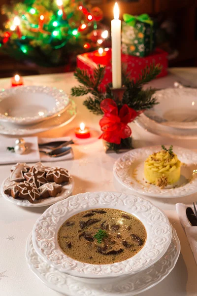 Christmas mushroom soup — Stock Photo, Image