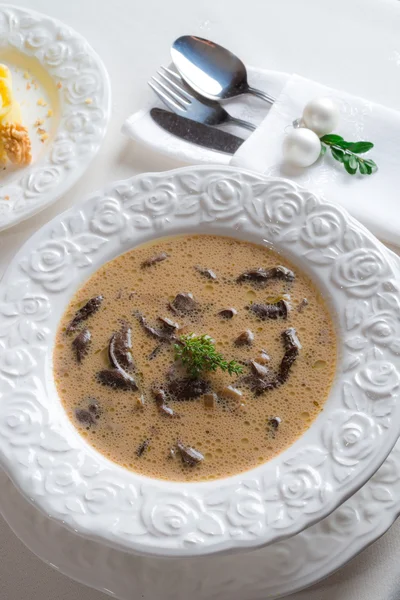 Sopa de cogumelos de Natal — Fotografia de Stock