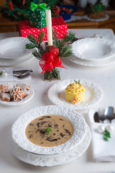 Christmas mushroom soup — Stock Photo, Image