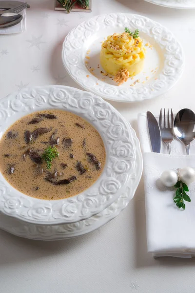 Christmas mushroom soup — Stock Photo, Image