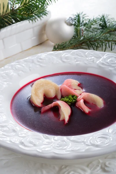 Borsch with dumplings — Stock Photo, Image