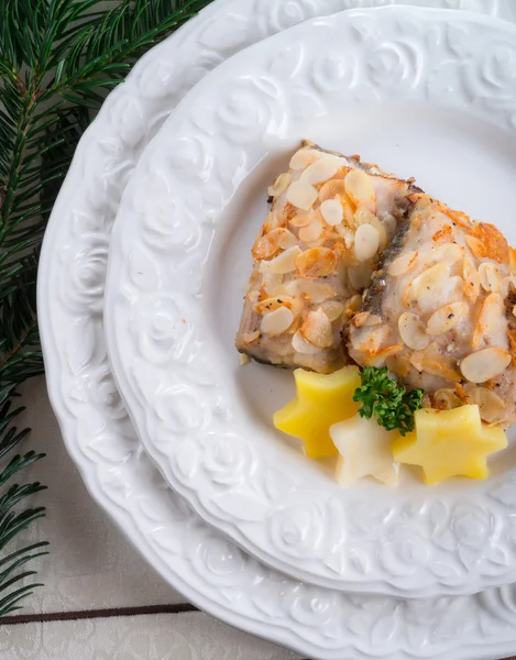 Fried CARP with almonds — Stock Photo, Image