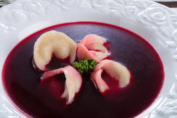 Borsch with dumplings — Stock Photo, Image