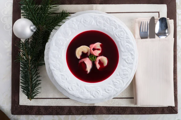 Borsch with dumplings — Stock Photo, Image