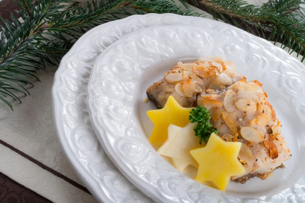 Fried CARP with almonds — Stock Photo, Image