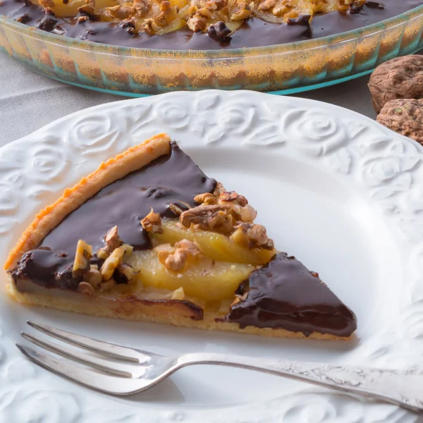 Pears chocolate tart — Stock Photo, Image