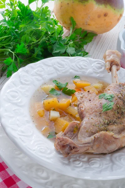 Goose - soup with red wine and thyme — Stock Photo, Image