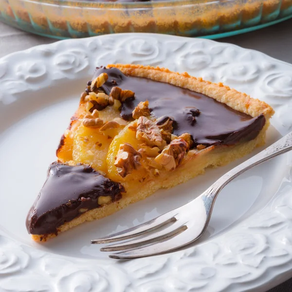 Pears chocolate tart — Stock Photo, Image