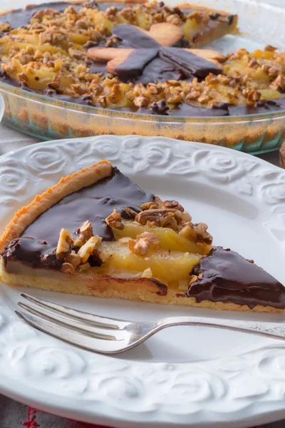 Pears chocolate tart — Stock Photo, Image