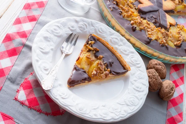 Pears chocolate tart — Stock Photo, Image