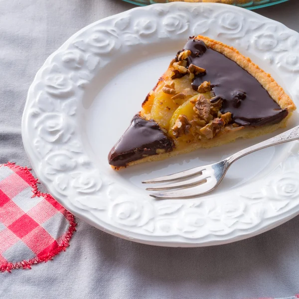 Pears chocolate tart — Stock Photo, Image