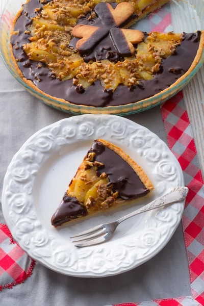 Pears chocolate tart — Stock Photo, Image