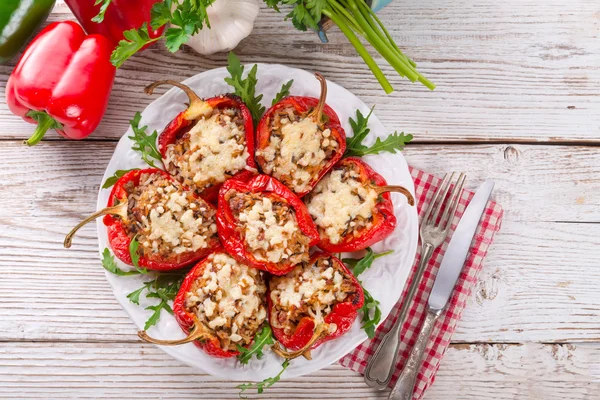 Paprika mit Reis satt — Stockfoto