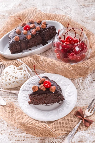 Torta di noci al cioccolato — Foto Stock