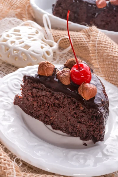 Ciasto czekoladowe orzech — Zdjęcie stockowe