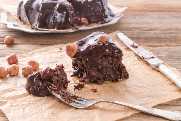 Choklad valnöt kaka — Stockfoto