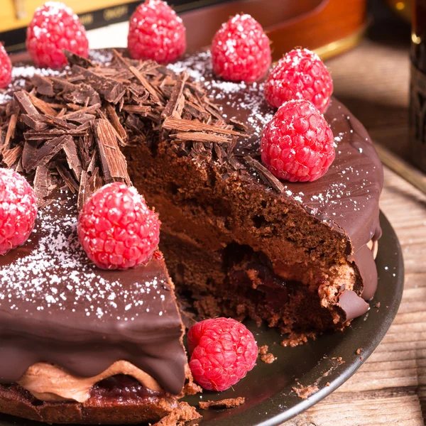 巧克力蛋糕和土耳其式咖啡-老式风格 — 图库照片
