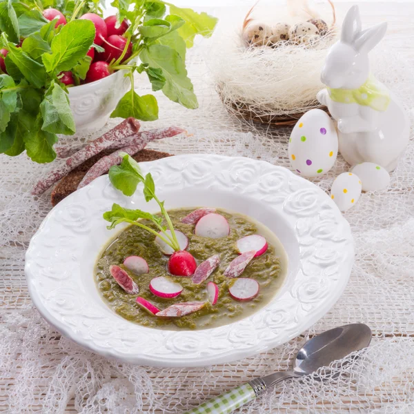 Zupa z zielonych rzodkiewka — Zdjęcie stockowe
