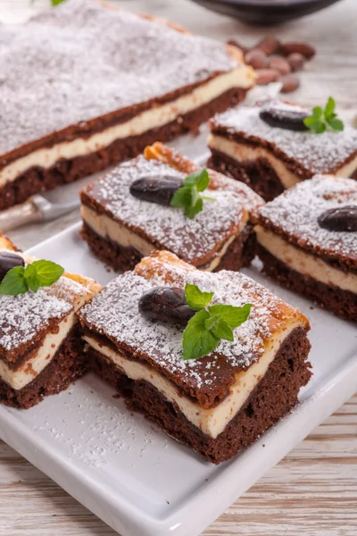 Schokoladen-Käsekuchen — Stockfoto