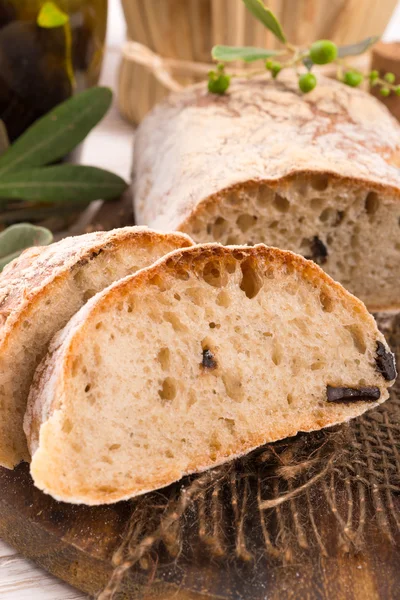 Home-made olive ciabatta — Stock Photo, Image