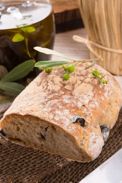 Home-made olive ciabatta — Stock Photo, Image