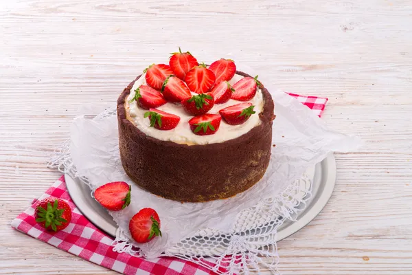 Erdbeerkäsekuchen — Stockfoto