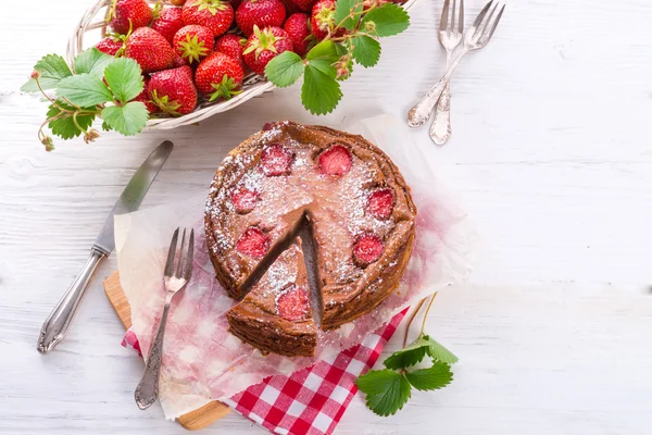 Chocolate cheese cake with Strawberry — Stock Photo, Image