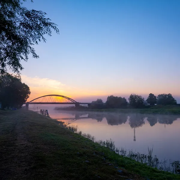 Belleza Río Warta Amanecer —  Fotos de Stock