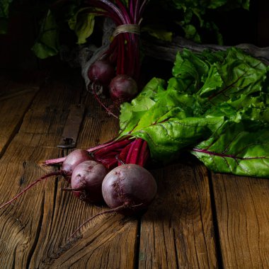 Botwina, genç pancar kökü, yakın çekim.