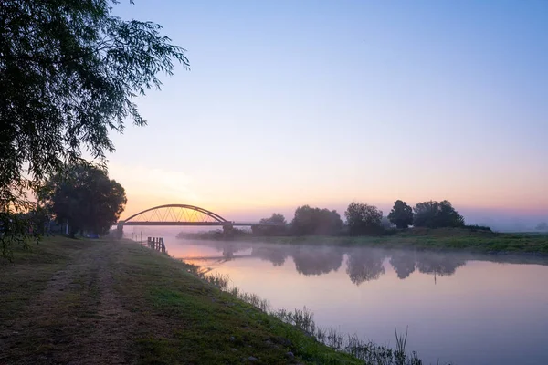 Szépség Folyó Warta Hajnalban — Stock Fotó