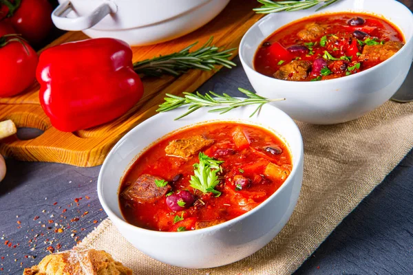 Spicy Mexican Style Beef Beans — Stock Photo, Image