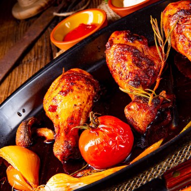 Izgara tavuk budu ve tatlı patates salamurası.