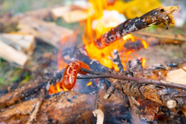Kamp ateşi etrafında sessiz bir akşam