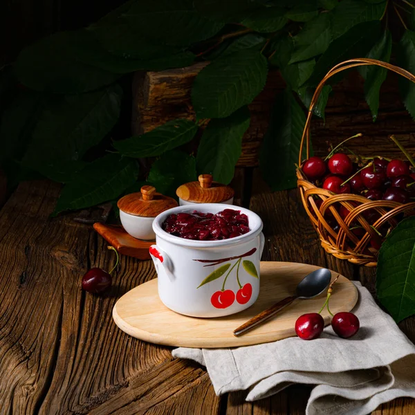 Classic Homemade Cherry Jam — Fotografia de Stock
