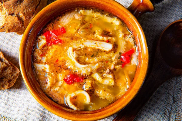 Sopa Picante Con Pimentón Rojo —  Fotos de Stock