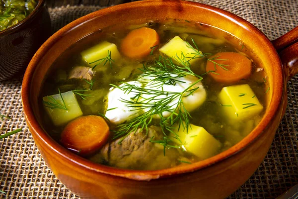 Soupe Concombre Aigre Polonais Aneth — Photo