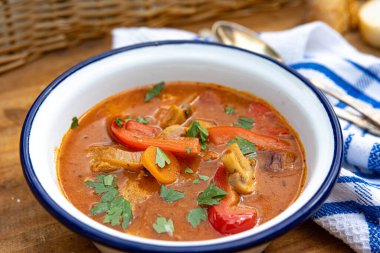 Kettle goulash in a bowl 