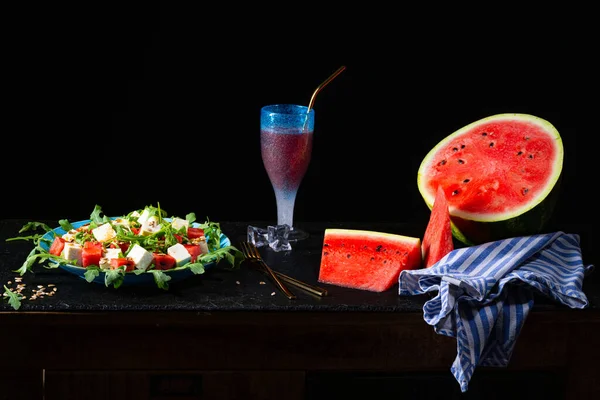 Watermelon Salad with Rocket And Feta Cheese