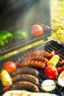 grilled sausage with pickles