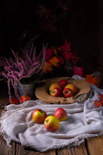Frisch Gepflückte Reife Äpfel Auf Einem Tisch — Stockfoto