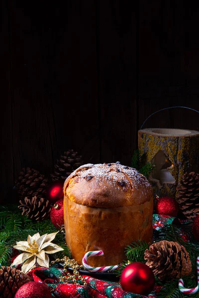 Panettone Italian Christmas Sweet Bread — Stock Photo, Image