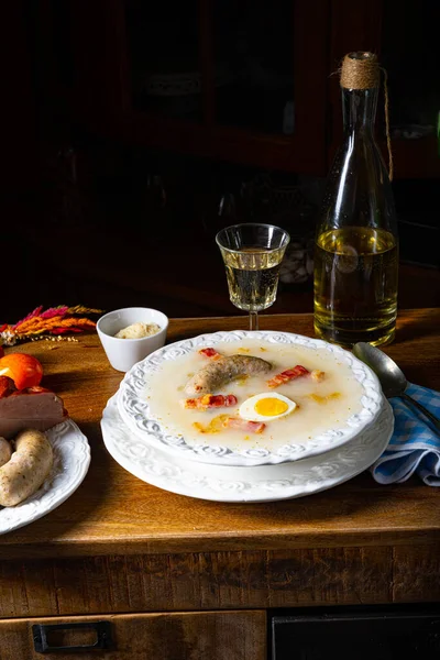 Sopa Páscoa Polonês Delicioso Zurek — Fotografia de Stock