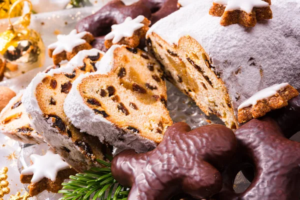 Table Noël Décorée Avec Des Bonbons — Photo