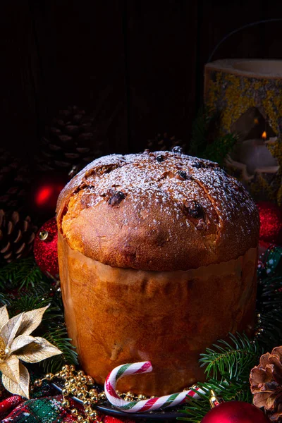 Panettone Italian Christmas Sweet Bread — Stock Photo, Image