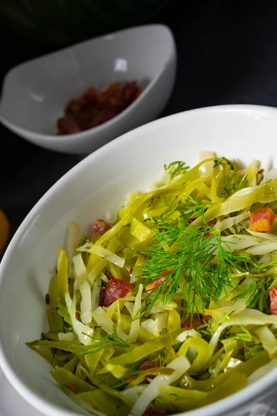 White Cabbage Dill Diced Bacon — Stock Photo, Image