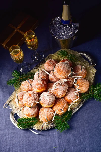 Leckere Gefüllte Donuts Berliner Pfannkuchen — Stockfoto