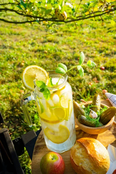 Limonada Fría Con Menta Limón —  Fotos de Stock