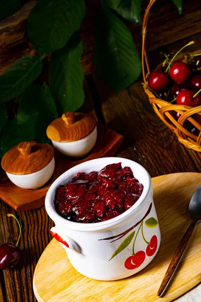 Classic Homemade Cherry Jam — Stock Photo, Image