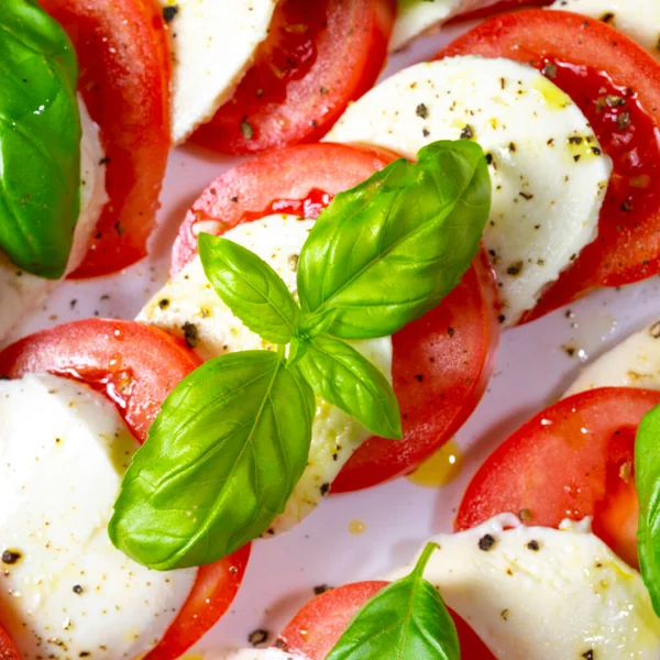 Tomate Com Mussarela Manjericão — Fotografia de Stock