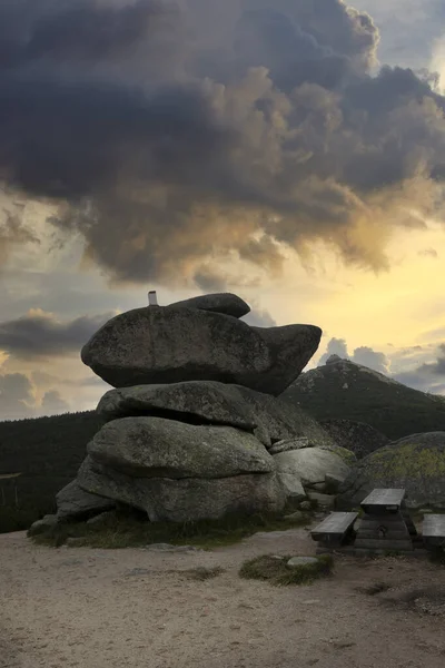 Vue Ensoleillée Octobre Sur Les Sudètes — Photo